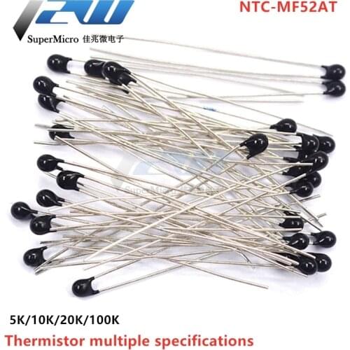 20pcs MF52AT MF52 B 3950 NTC Thermistor Thermal Resistor 5% 1K 2K 3K 4.7K 5K 10K 20K 47K 50K 100K