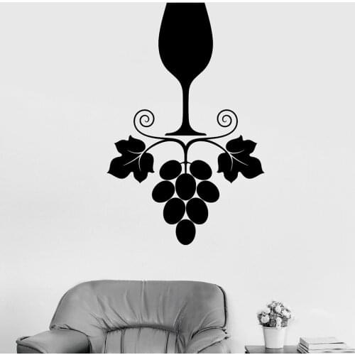 Wine Grapes Vinyl Decal Glass Kitchen Restaurant Decoration Drink Bar Wall Sticker for Dining Room Removable Creative Decor P284