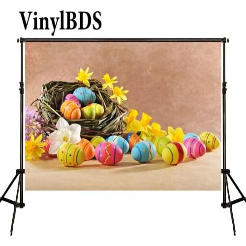VinylBDS Photography Backdrops 5x7ft Easter Basket Huevos De Pascua Photo Easter Eggs Decor for Children Photos Shooting Studio