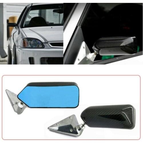 For BMW M3 E30 E36 E46Top racing 1 Pair Car Racing Drifting Rally Carbon Fiber Mirror Cover With Blue Glass Rear view mirror