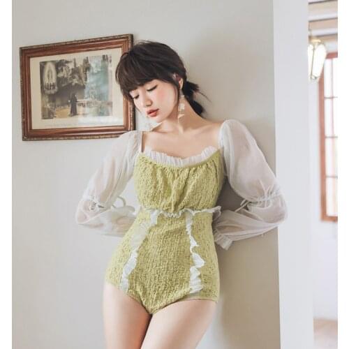 Women Swimwear 2021 One Piece Suit Swimsuit Whole Sexy New Long Sleeve Print Polyester Sierra Surfer Swim For Bikini Ladys Wear