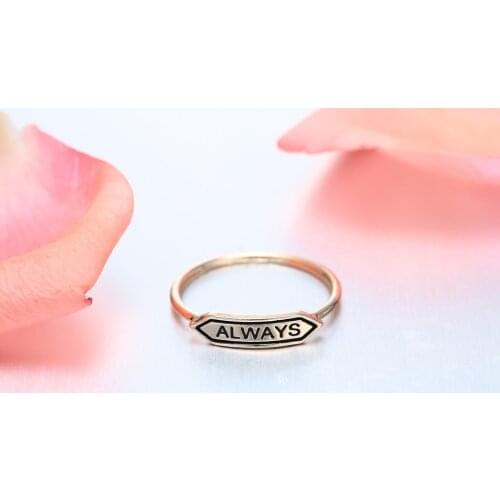QIMING Handmade Tiny Always Signboard Band Ring Minimalist Jewelry For Women Girl Anniversary Gift Baugue