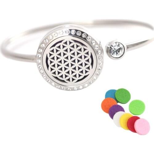 10Pcs New Design Bracelet Bangle Aromatherapy 25mm Magnet Crystal Stainless steel essential oil diffuser locket bracelet