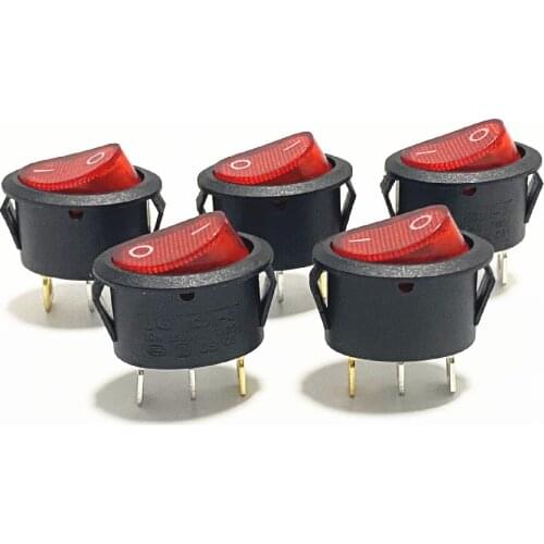 10 PCS Circular Ship type switch with lamp 3 Pin KCD1-105 Third Gear Rocker Switch with Light 6A 250V/10A 125V