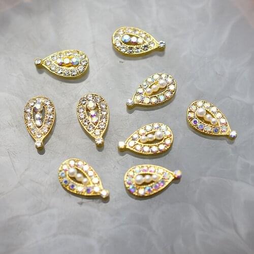 10Pcs Gold Luxury AB Diamond Pearl Japan 3D Nail Art Decorations Nails Rhinestones Nail Supplies Charms Stone 2020 New Arrival