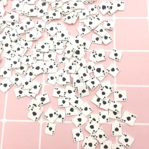 100g/lot Cute Poker Slices Clay Polymer Hot Soft Sprinkles for Nails Art Craft Slime DIY Phone Case Decorations Dolls Toys 1CM