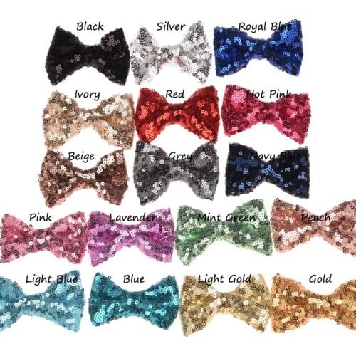 34PCS Sequin Bows Bling Bead Bowknot Boutique Bow for Hair Accessory Chic Headwear Flower Accessories No Hair clip