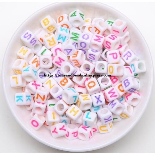 9th Aug Mixed Letter Square Acrylic Spacer Beads 6 10 12MM Pick Size For Jewelry Making