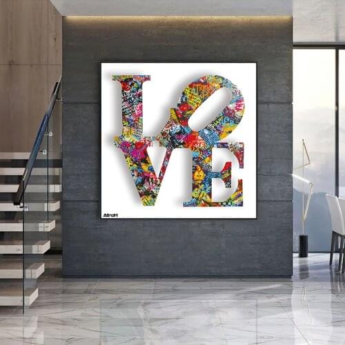 Abstract Street Graffiti Art Letter Love Canvas Painting Posters and Prints Cuadros Wall Art Pictures for Living Room Home Decor