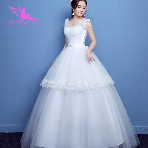 AIJINGYU 2021 2020 girl Customized new hot selling cheap ball gown lace up back formal bride dresses wedding dress FU222