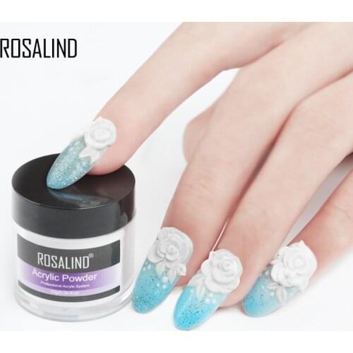 ROSALIND Acrylic Powder Crystal Powder Nail Art Builder Tips Clear Acrylic Nail Powder Manicure 10g Pink Transparent White