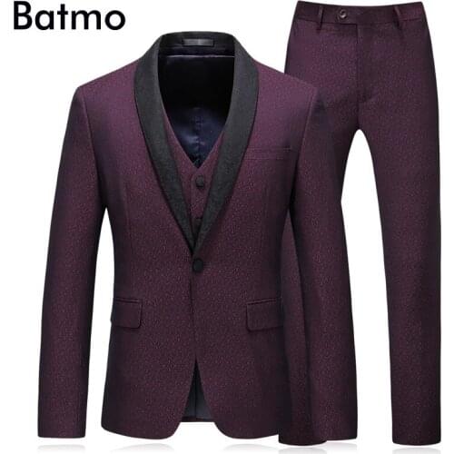 Batmo 2018 new arrival high quality printed Single Breasted casual suits men,mens wedding dress,plus-size S-5XL 6150