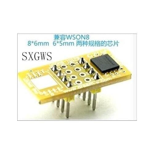 Free shipping 2pcs QFN8 to DIP8 Programmer Adapter WSON8 DFN8 MLF8 to DIP8 socket for 25xxx 8x6mm 6x5mm