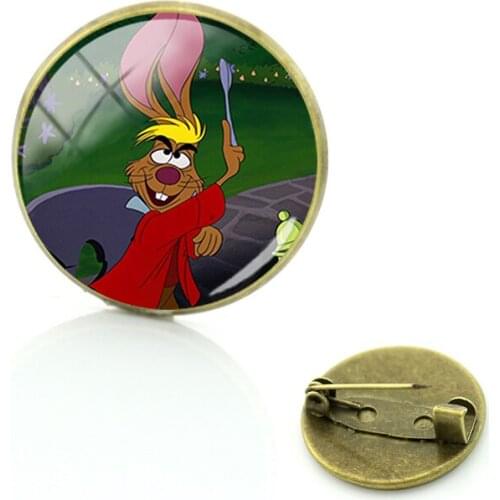Disney Exquisite Brooch Alice In Wonderland Fashion New Pattern Pin Round Glass Fashion Vintage Boutique Jewelry Men And Women