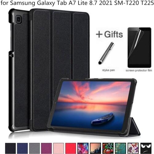Case for Samsung Galaxy Tab A7 Lite 8.7 2021 Funda SM-T220 SM-T225 Smart Cover Ultra Slim Magnetic Folding Skin Stand Shell+Film