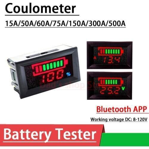 Bluetooth APP digital LCD Coulometer Capacity Tester METER LiFePO4 Li-ion lead-acid lithium Battery DC 12V 24V 48V 60V 72V
