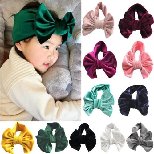 Toddler Baby Kids Girls Bow Hairband Turban Solid Knot Cotton Cute Pretty Headband Headwear