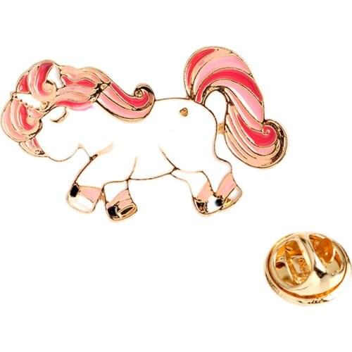 Enamel Pony Horse Unicorn Brooch Pin Button Jacket Collar Badge For Women Men Child Gift Cartoon Animal Jewelry
