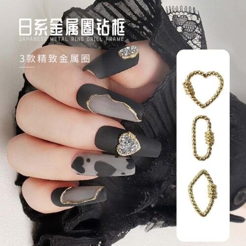 Exquisite Love Metal Frame Nail Art Decoration Hollow Metal Ring Frame 3D Nail Studs Charming Fashion DIY Manicure Accessories