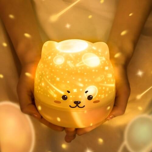 Creative rotating starry sky projector lamp music USB battery charging color night light holiday gift romantic atmosphe children