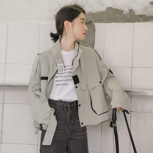 Han edition ins tide female new students make tooling coat joker loose bf wind popular jacket