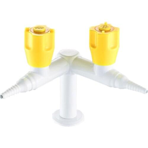 K004 Laboratory gas tap Pure Copper Double port Standing style 90 degrees right angle