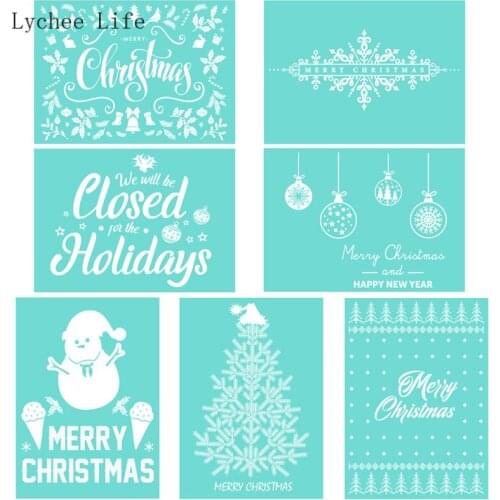 Lychee Life Merry Christmas Self-Adhesive Silk Screen Printing Stencil Mesh Transfers For Garment Pillow Diy Handmade Crafts