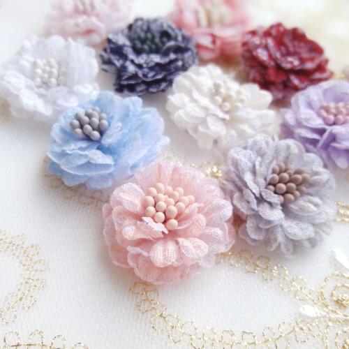 Mini Lace 3D Fabric Flowers Handmade Flower Childrens Clothes Decoration Baby Clothes Wedding Headdress Accessories RS3069
