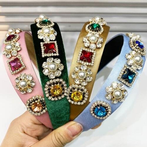 Fashion Luxurious Cloth Women Hair Hoops Crystal Hair Band for Bride Wedding Rhinestones Headband for Women Hair Accessories