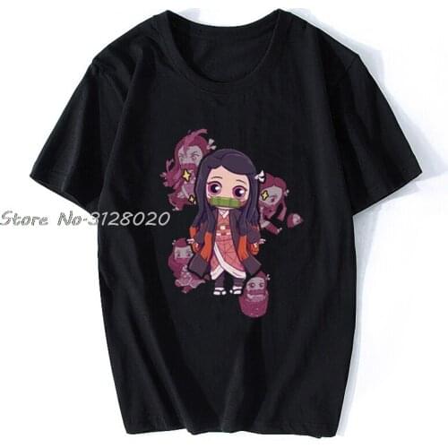 Men Fashion Demon Slayer Funny Cartoon T-shirt Demon Blame Tshirt Hip Hop Top Tees Kimetsu No Yaiba Japanese Anime T Shirt