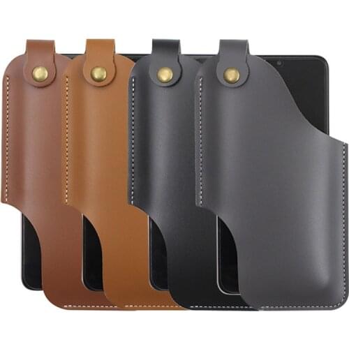 Men Phone Carrier Belt Hip Pouch Hanging Waist Bag Holster Wallet PU Leather Carrying Case Mini Travel Messager Pack