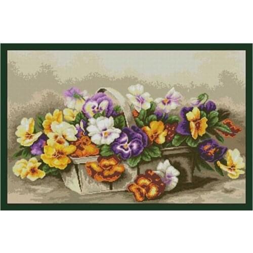 A pot of pansy flowers patterns Counted Cross Stitch 11CT 14CT 18CT DIY Cross Stitch Kits Embroidery Needlework Sets home decor