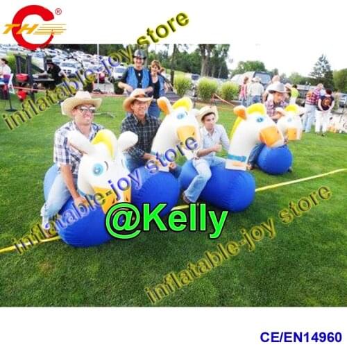 4pcs deby horse + 1pc air pump combo, portable inflatable jumping horses, inflatable deby horses, carnival inflatable pony horse