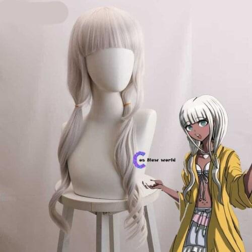 2020 New Fashion Game Danganronpa cosplay Angie Yonaga wig Angie Yonaga role play white silver long styled hair costumes