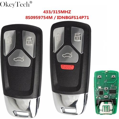 OkeyTech 3/4Button 315/433mhz Control Remote Car Key For Audi A4 A5 Q7 TT 2016 2017 2018 2019 HU66 Blade Case Cover Accessories