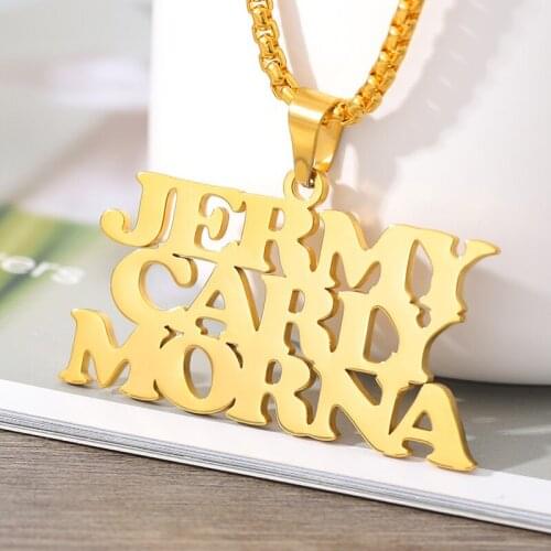 Custom 3 Names Necklace Personalized Jewelry for Family Gifts Gold Plated Stainless Steel Initial Chain Necklaces