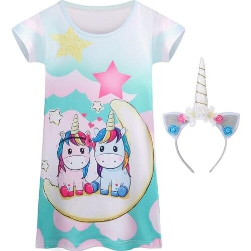 Fashion Summer Unicorn Princess Dress star Vest Dresses for Girls Halloween Children Vestido Kids Short sleeve Unicorn dress