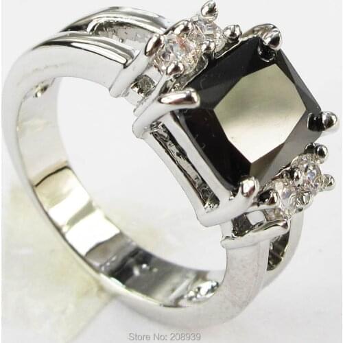 Stunning Fashion 3.2CT Black&Blue Zircon Heavy Silver Color Ring #1208,25