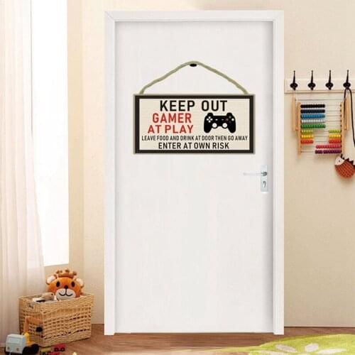 Anti-disturb Keep Out Gamer At Play Wood Door Funny Novelty Bedroom Decoration Listing Christmas Birthday Gift For Son Brother