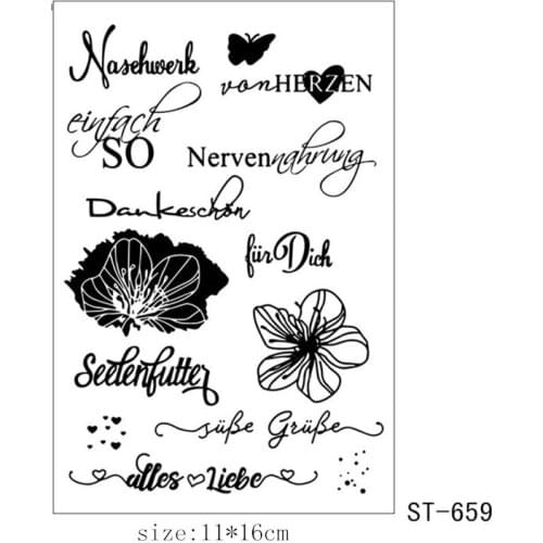 11x16cm Text Flowers Clear Stamps Transparent Seal Silicone Seal TPR Christmas Wedding Roller Stamps DIY Scrapbook Album Card