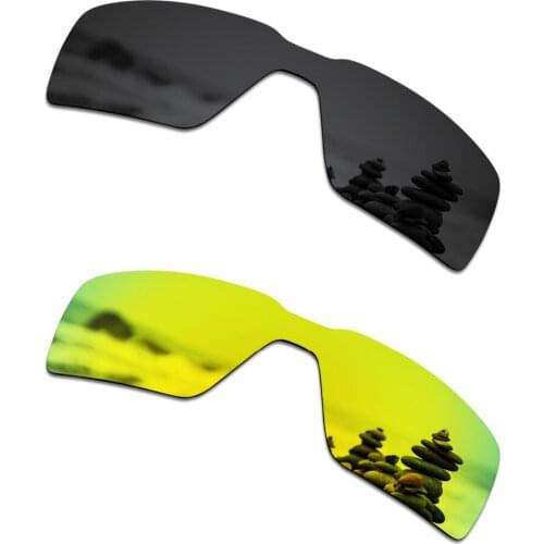 SmartVLT 2 Pieces Polarized Sunglasses Replacement Lenses for Oakley Probation Stealth Black and 24K Gold