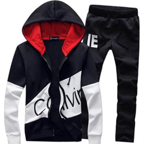 Sportswear Men Set Letter Sportswear Sweatsuit Large Size Sporting Suits Tracksuit Male Track Suit Jacket Hoodie With Pants