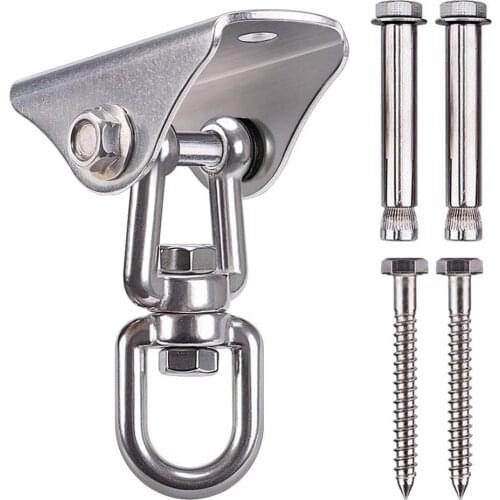 Stainless Steel Heavy Duty Swing Fixed Buckles Hook Hanger for Yoga Hammock Degree Rotating Swing Hook for Playground Porch