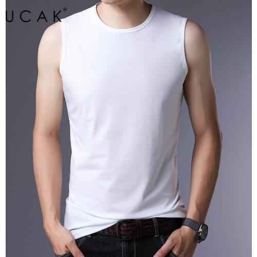 UCAK Brand Classic Comfortable Solid Color Cotton O-Neck Vest Men Clothing Summer New Sleeveless Casual Bodybuilding Vests U5577