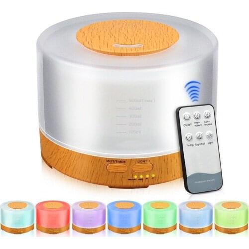 500 ml Humidifier Remote Control Essential Oil Diffuser Cool Mist Humidifier EU AU UK US Plug Air Humidifier Colorful LED lights