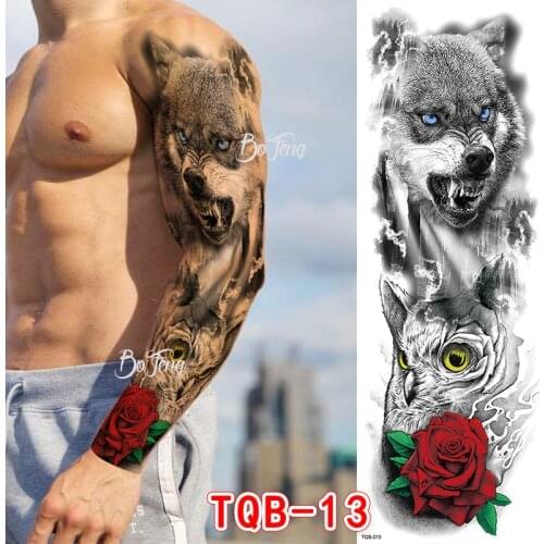 Waterproof Temporary Tattoo Stickers Leopard Sticker Leopard Wolf Crown Body Art Arm Fake Tatoo Men Women