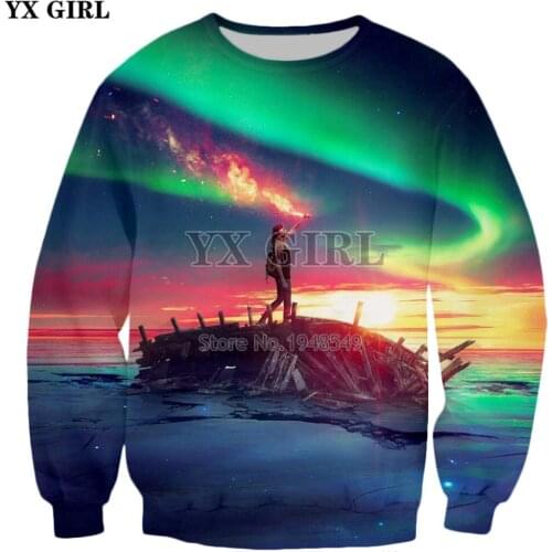 YX GIRL Brand clothing 2018 New Fashion Men Long sleeve Pullovers ancient future sky sea 3d Print Mens Womens Sweatshirts