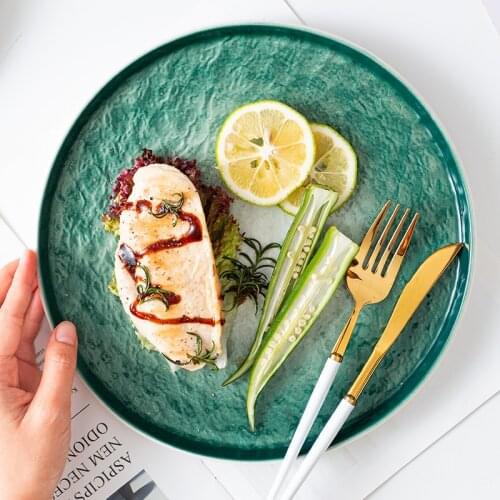 Western dishes ceramic round dishes dishes household steak dishes tableware dishes flat pasta dishes