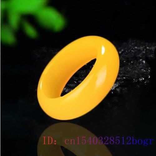 Yellow Jade Ring Carved Hetian Charm Gifts Crafts Natural Fashion Chinese Jewelry Amulet Gemstone Jadeite
