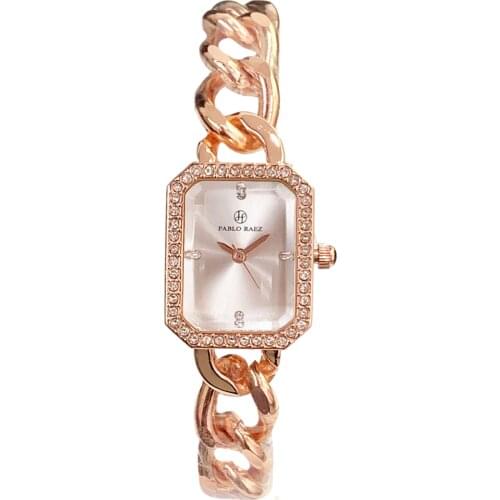 PABLO RAEZ Hot Sale Fashion Luxury Watch Women Clock Stainless Steel Quartz Relogio Feminino High Quality Wristwatch Rose Gold